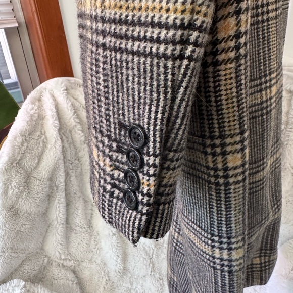 Lauren Ralph Lauren Glen Plaid Wool Pea Coat in Black and pale Gold - Picture 4 of 8